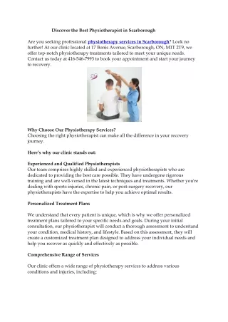 Discover the Best Physiotherapist in Scarborough