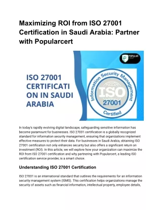 Maximizing ROI from ISO 27001 Certification in Saudi Arabia_ Partner with Popularcert