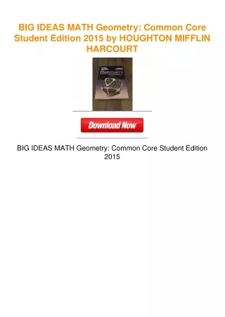 BIG IDEAS MATH Geometry: Common Core Student Edition 2015 by HOUGHTON