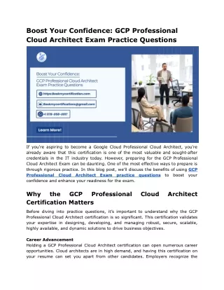 Boost Your Confidence with These GCP Professional Cloud Architect Exam Practice Questions