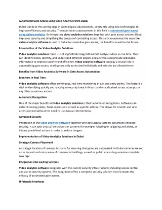 Gate Access Automation Using Video Analytics in Dubai