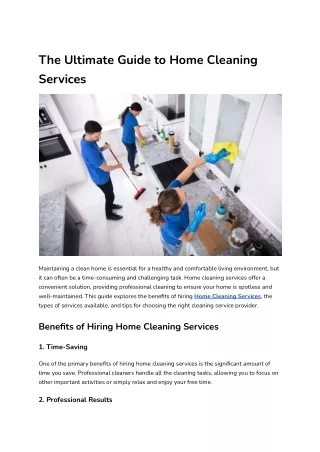 The Ultimate Guide to Home Cleaning Services