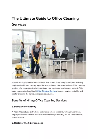 The Ultimate Guide to Office Cleaning Services