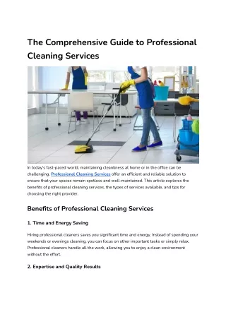 The Comprehensive Guide to Professional Cleaning Services