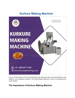 Kurkure Making Machine