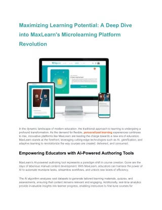 Maximizing Learning Potential_ A Deep Dive into MaxLearn's Microlearning Platform Revolution