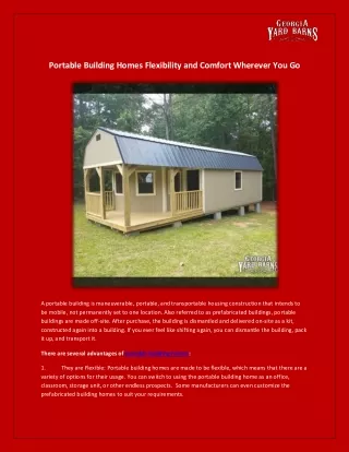 Portable Building Homes Flexibility and Comfort Wherever You Go