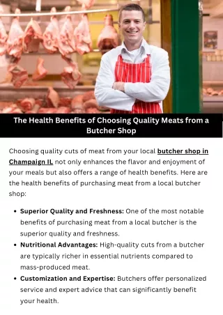 The Health Benefits of Choosing Quality Meats from a Butcher Shop