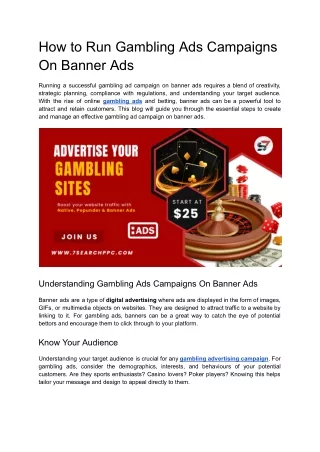 How to Run Gambling Ads Campaigns On Banner Ads