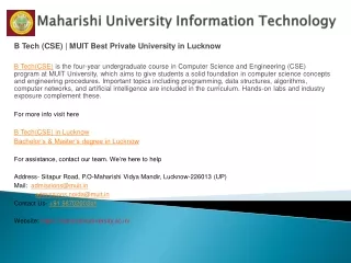 B Tech (CSE)  MUIT Best Private University in Lucknow