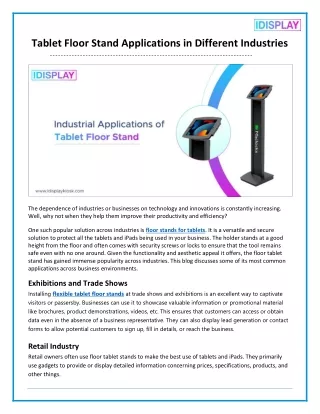 Tablet Floor Stand Applications in Different Industries