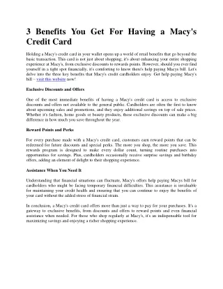 3 Benefits You Get For Having a Macy's Credit Card