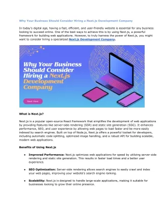 Why Your Business Should Consider Hiring a Next.js Development Company
