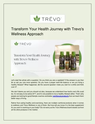 Transform Your Health Journey with Trevo's Wellness Approach