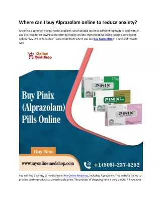 Where can I buy Alprazolam online to reduce anxiety