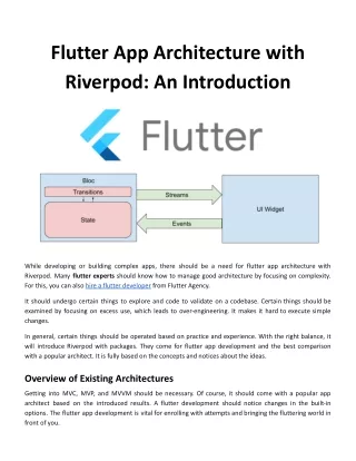 Flutter App Architecture with Riverpod: An Introduction