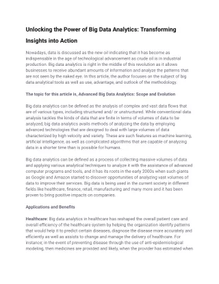 Unlocking the Power of Big Data Analytics_ Transforming Insights into Action