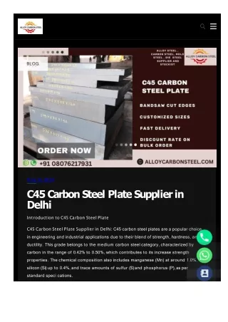 C45 Carbon Steel Plate Supplier In Delhi