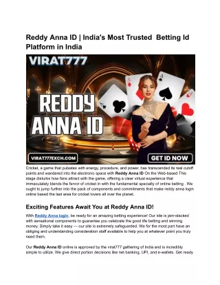 Reddy Anna ID _ India's Most Trusted  Betting Id Platform in India