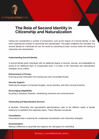 The Role of Second Identity in Citizenship and Naturalization Services in Mumbai