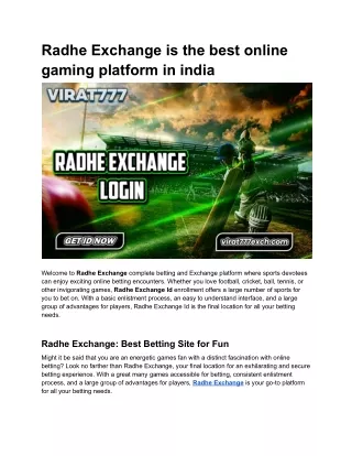 Radhe Exchange is the best online gaming platform in india