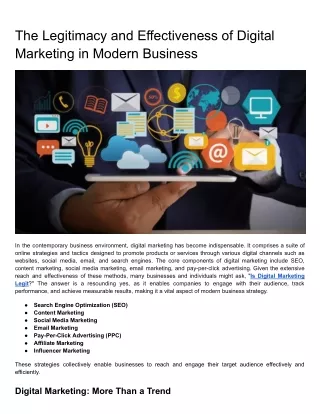 The Legitimacy and Effectiveness of Digital Marketing in Modern Business