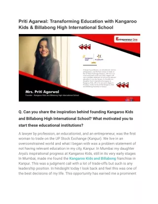 Priti Agarwal_ Transforming Education with Kangaroo Kids & Billabong High International School.