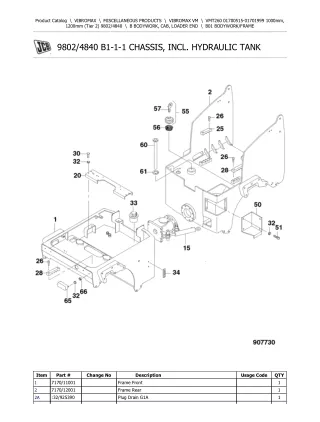 JCB VMT160 800mm, 900mm, 1000mm (Tier 4) VIBROMAX Parts Catalogue Manual (Serial Number 02802332-02804999)