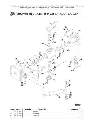 JCB VMT260 1000mm, 1200mm (Tier 4) VIBROMAX Parts Catalogue Manual (Serial Number 02802000-02804127)