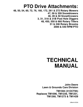 John Deere 3, 31, 31A & 31B Post Hole Diggers Service Repair Manual
