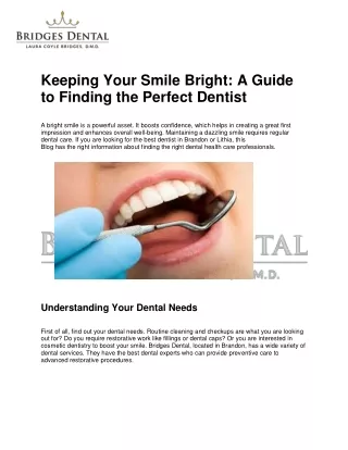 Keeping Your Smile Bright A Guide to Finding the Perfect Dentist