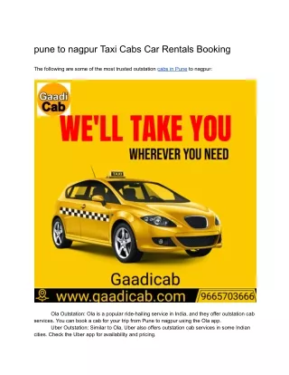 pune to nagpur Taxi | pune to nagpur Cabs Car Rentals Booking