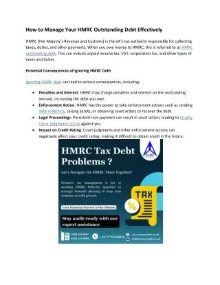 How to Manage Your HMRC Outstanding Debt Effectively