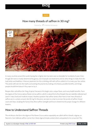 How Many Threads of Saffron Are in 30 mg?