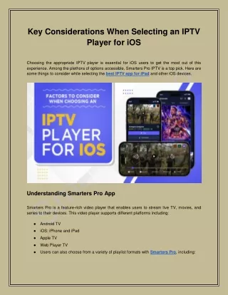 Key Considerations When Selecting an IPTV Player for iOS