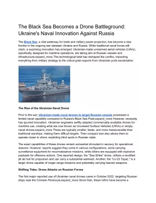 The Black Sea Becomes a Drone Battleground_ Ukraine's Naval Innovation Against Russia