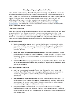 Managing and Segmenting Data with Data Filters