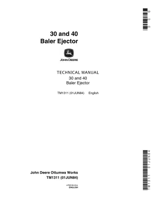 John Deere 40 Baler Ejector Service Repair Manual (tm1311)