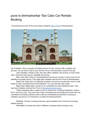 pune to bhimashankar Taxi | pune to bhimashankar Cabs Car Rentals Booking