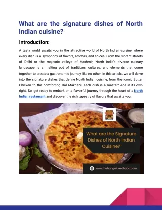 What are the signature dishes of North Indian cuisine_The Bangalore Dhaba