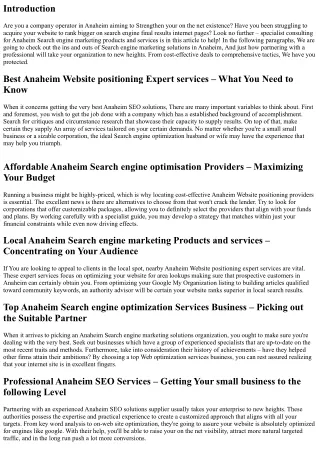 Qualified Consulting for Anaheim Search engine optimization Expert services