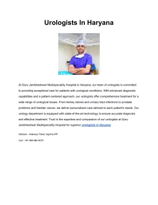 Urologists In Haryana