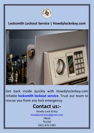 Locksmith Lockout Service  Howdylocknkey.com