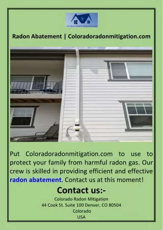 Radon Abatement  Coloradoradonmitigation.com
