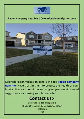 Radon Company Near Me  Coloradoradonmitigation.com