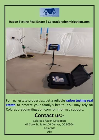 Radon Testing Real Estate  Coloradoradonmitigation.com