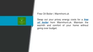 Free Oil Boiler  Warmfront.uk