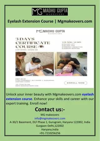 Eyelash Extension Course  Mgmakeovers.com