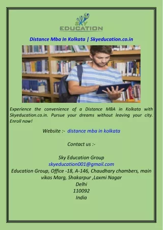 Distance Mba In Kolkata  Skyeducation.co.in