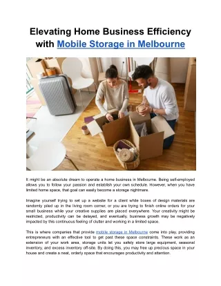 Elevating Home Business Efficiency with Mobile Storage in Melbourne